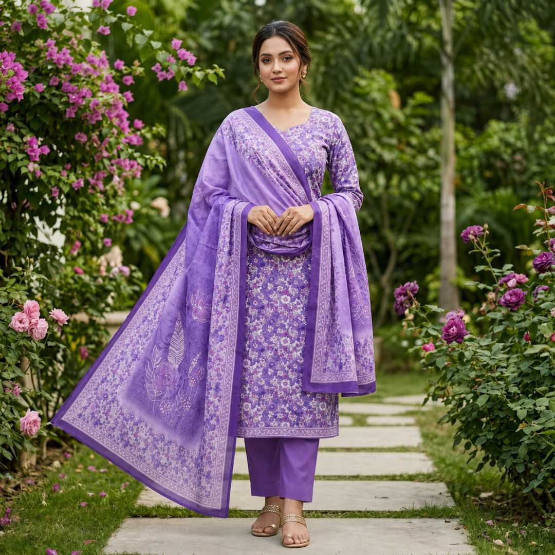 Bonoful,Joypuri,Pure,Cotton,Three,Piece,
