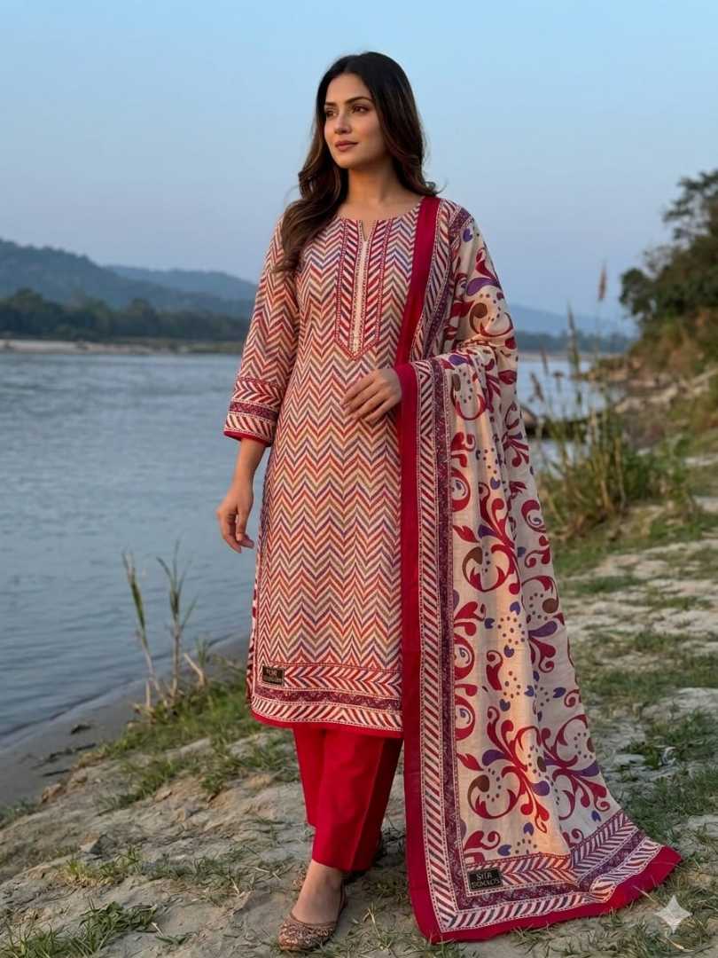 Bonoful,Joypuri,Pure,Cotton,Three,Piece,