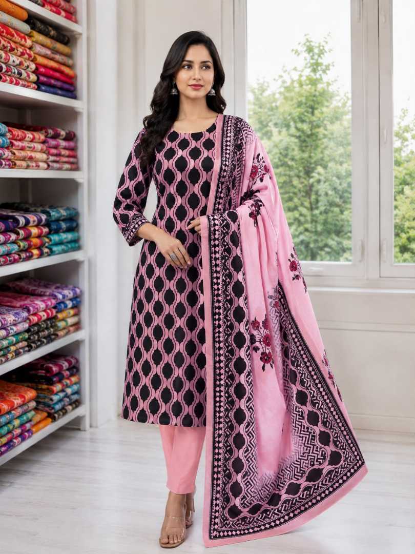 Bonoful,Joypuri,Pure,Cotton,Three,Piece,